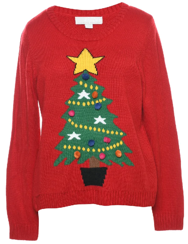 Christmas Tree Print Jumper - XL Dynamic Women's Moto