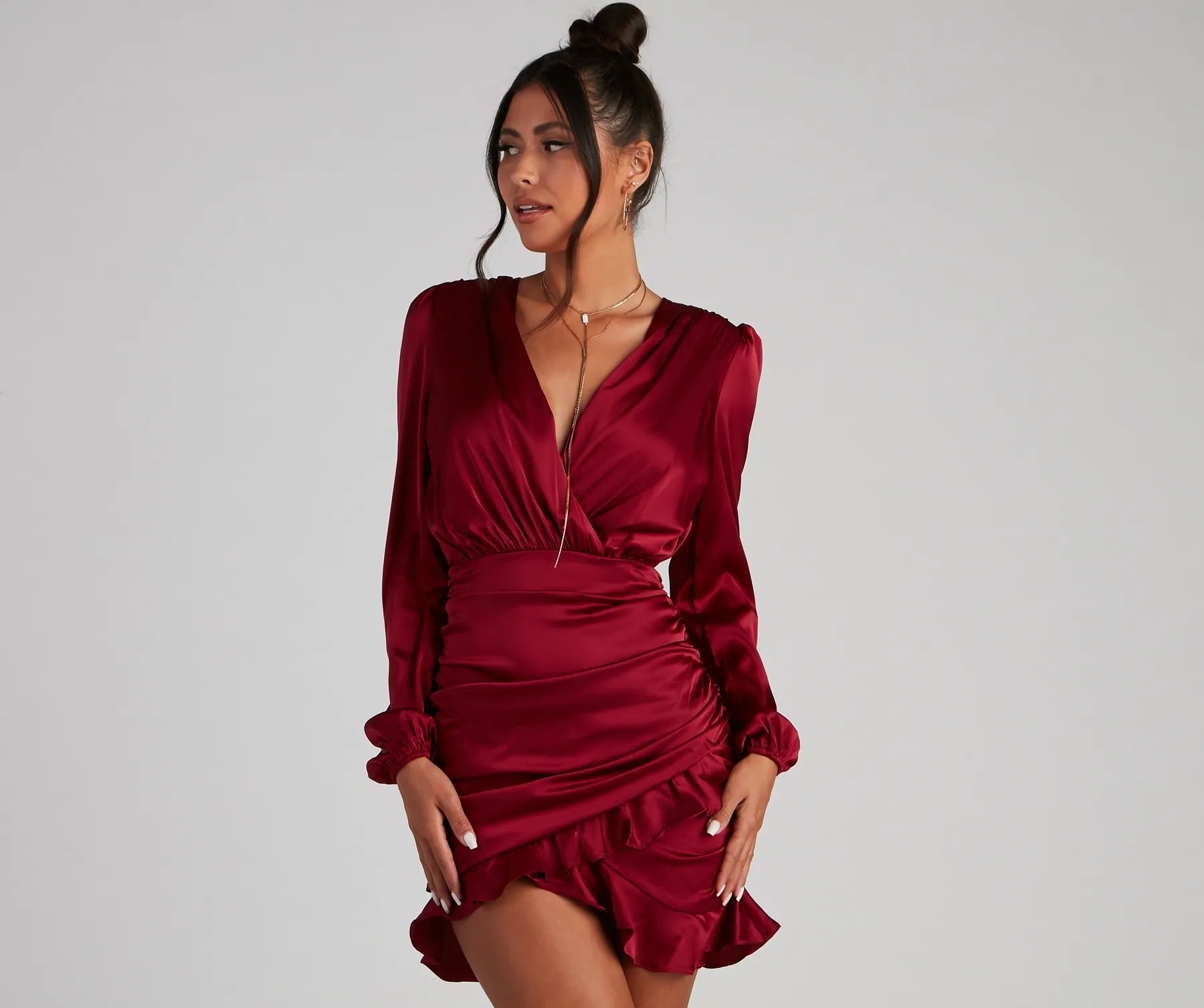 Ruffle Romance Satin Mini Dress Refined Women's 