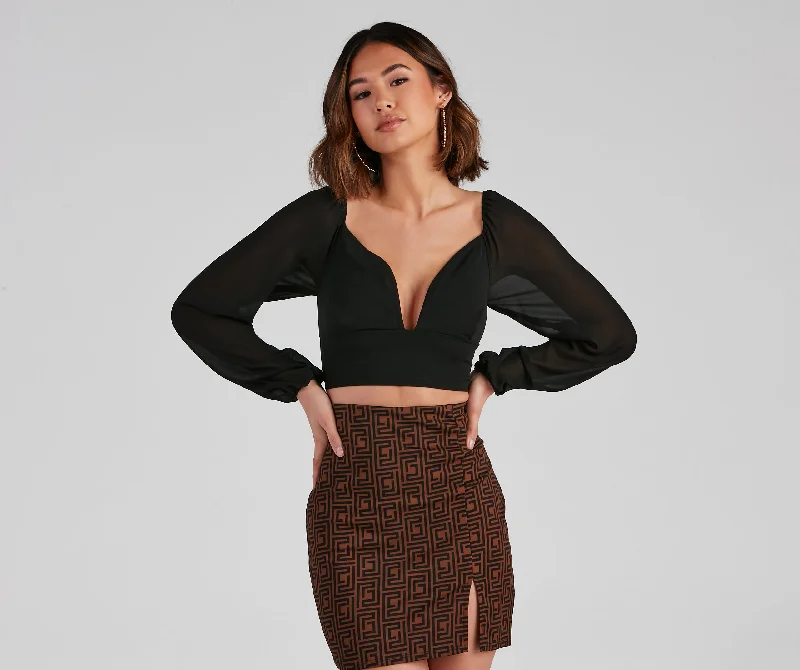 Chic Simplicity Chiffon Crop Top Practical Women's Quick - dry