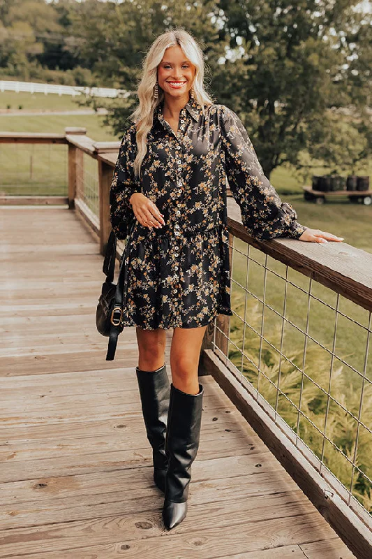 Chrysanthemum Whisper Button Down Mini Dress Polished Women's Silk