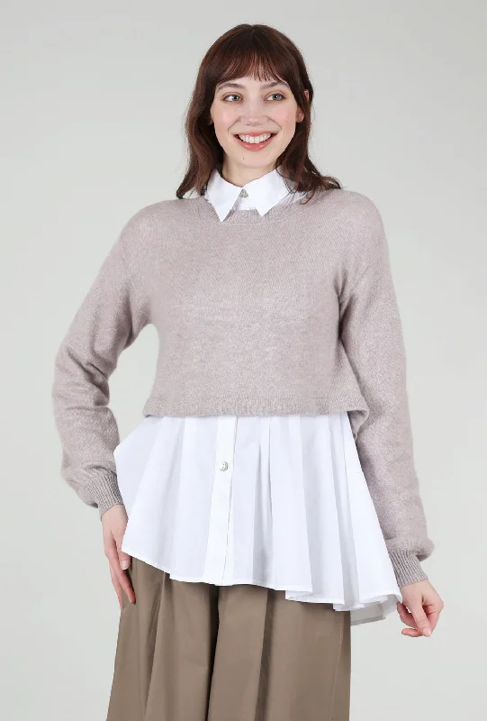 Heathered Moors Crop Sweater, Soft Brown Mauve Sporty Women's Tennis