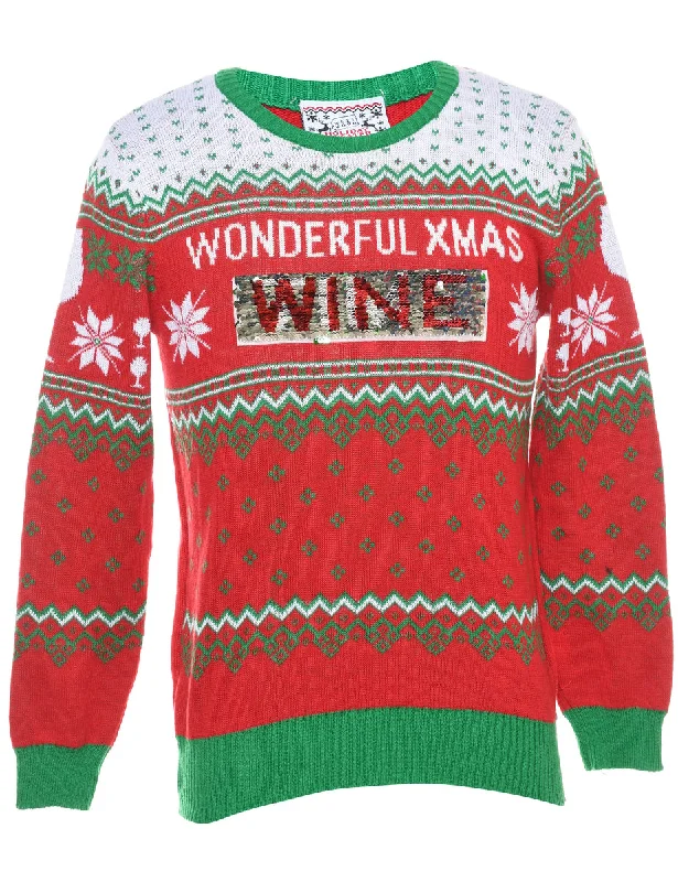 Festive Print Christmas Jumper - S Luxurious Women's High -  end