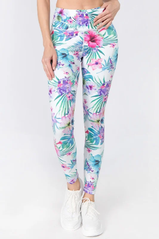 Tropical Paradise Active Printed Leggings Unique Women's Upcycled
