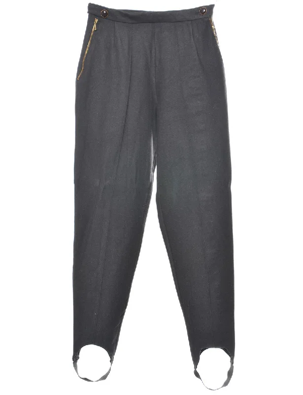 Black Tapered Stirrup Leg Trousers - W26 L32 Cashmere