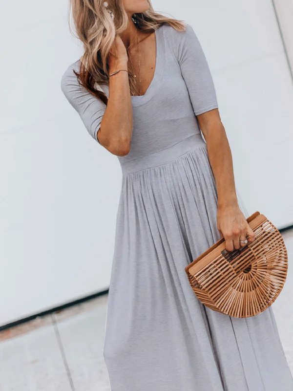 Scoop Neck Short Sleeve Jumpsuit Laid - back Women's Vibe