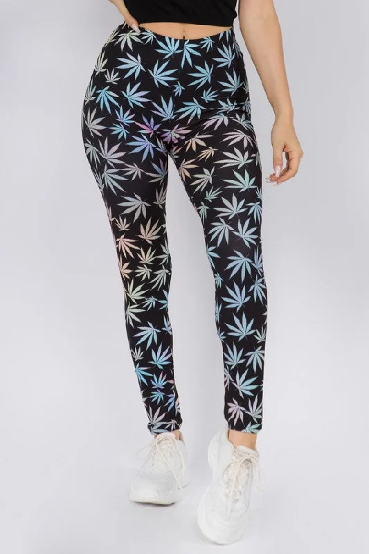 Colorful Mary J Marijuana Leaf Print Leggings Bold Women's Animal Print