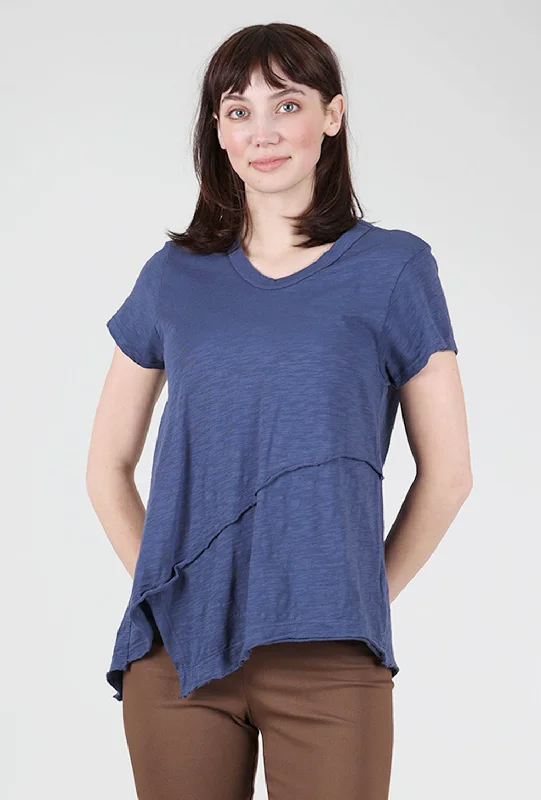 Easy X-Over Hem Tee, Twilight Blue Sleek Women's Metallic