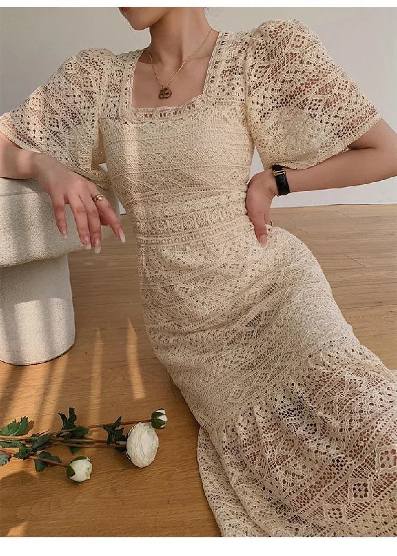 Liliana Crochet Midi Dress Modern Women's 