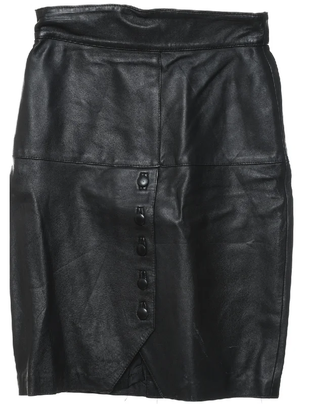 Pencil Shape Leather Skirt - M Athletic Women's High - 