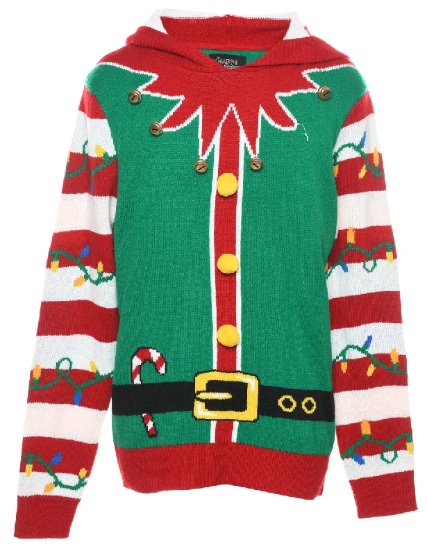Green Christmas Jumper - M Modern Women's 