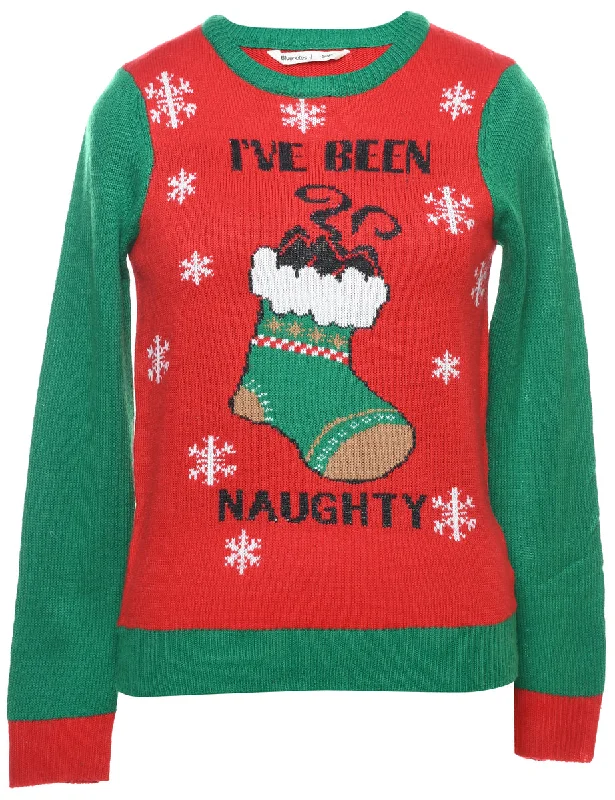 I've Been Naughty Christmas Jumper - S Feminine Women's Style 