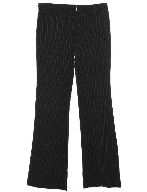 Classic Silk Pinstriped Trousers - W29 L31 Hip Women's Retro