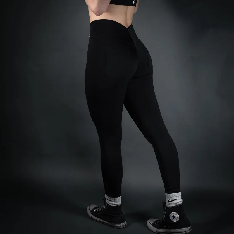 Reborn V - Waist Leggings | Jet Black Dynamic Women's High - energy