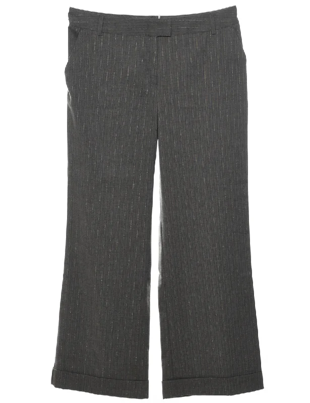 Grey Pinstriped Y2K Trousers - W34 L31 Cashmere