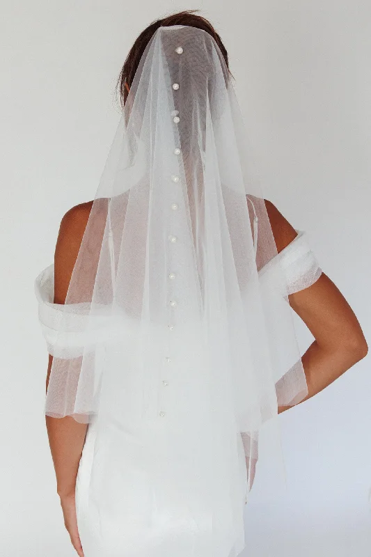 Marina Pearl Accent Veil White Stylish Women's Neon