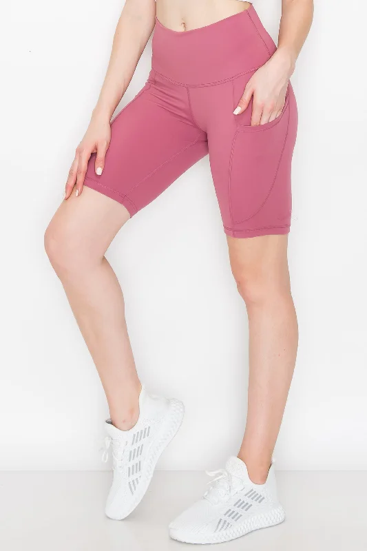 High Waist Classic Biker Shorts with Pockets Elegant Women's 
