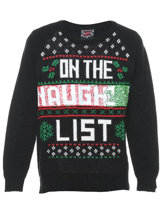 Festive Print Christmas Jumper - M Disco