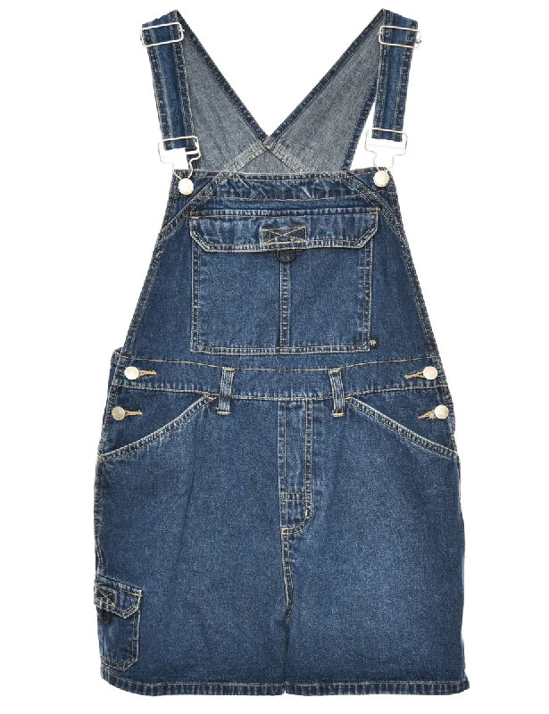 Dark Wash Cropped Dungarees - W34 L3 Relaxed Women's 