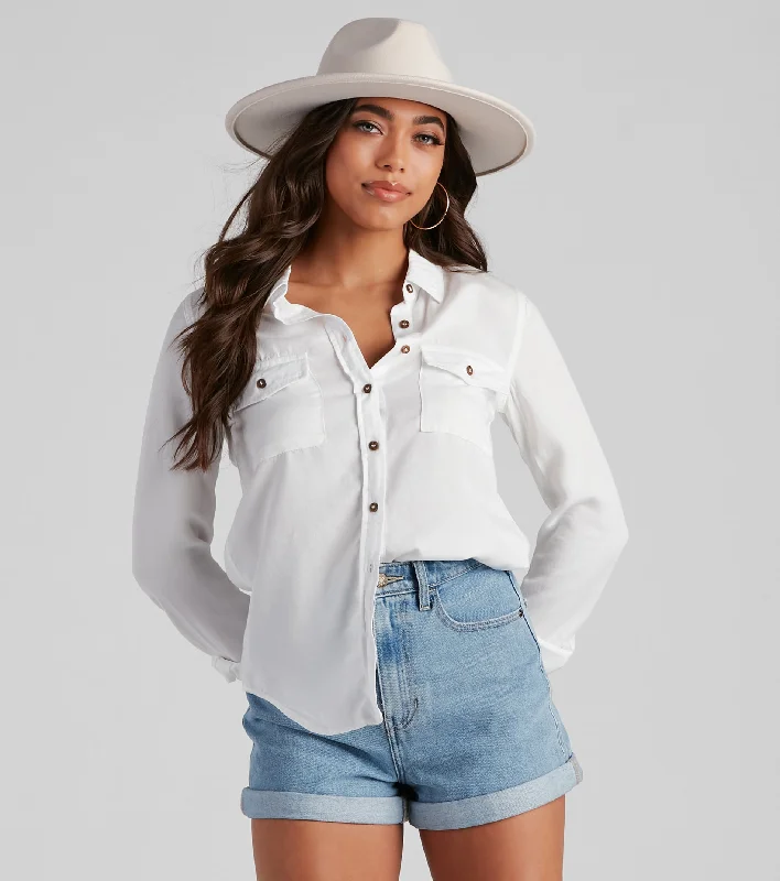 All About Cute Button-Down Top Bohemian Women's Free
