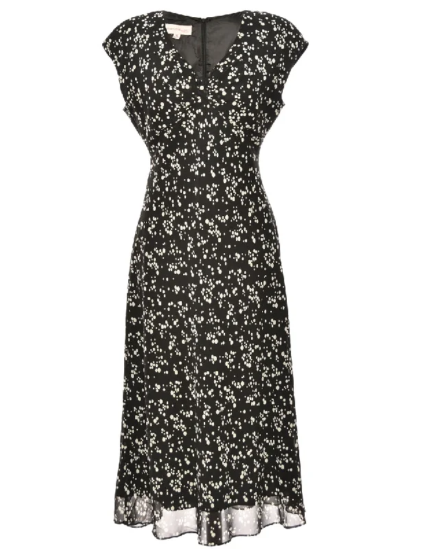 Black & White Spot Print Dress - L Contemporary 