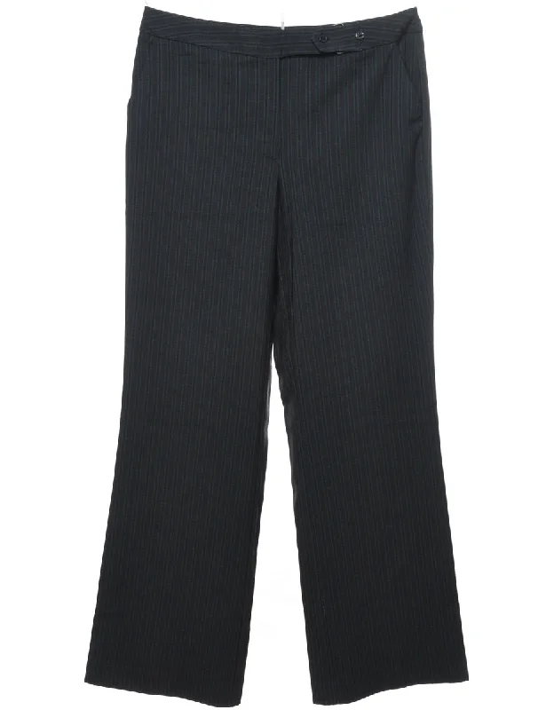 Plain Black Striped Trousers - W34 L31 Youthful Women's Anime - inspired