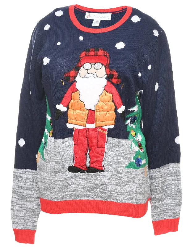 Santa Claus Christmas Jumper - M Sophisticated Women's 