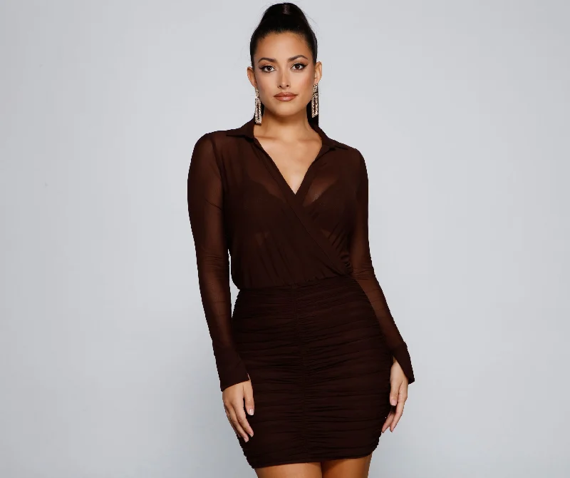 Ready For My Close Up Ruched Mini Dress Sharp Women's Italian
