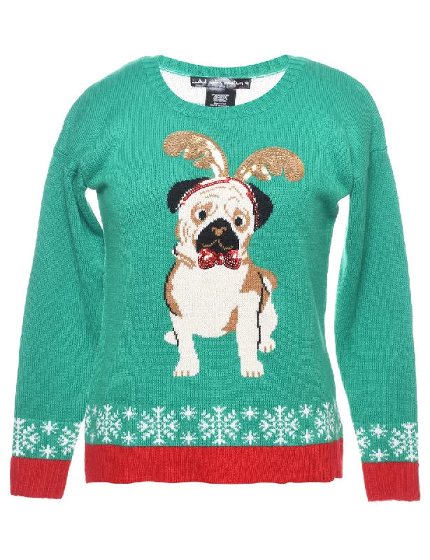 Animal Design Christmas Jumper - M Bohemian Women's Free