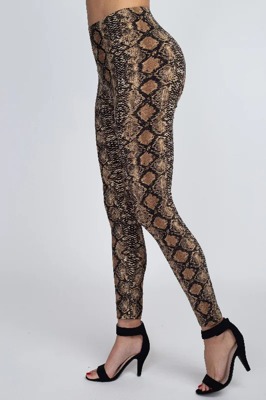 Ultra Soft Snakeskin Print Leggings Sporty Women's Athleisure 