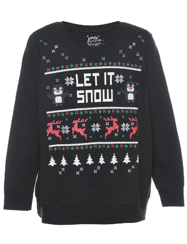 Festive Print Christmas Sweatshirt - XL Stylish Women's Neon