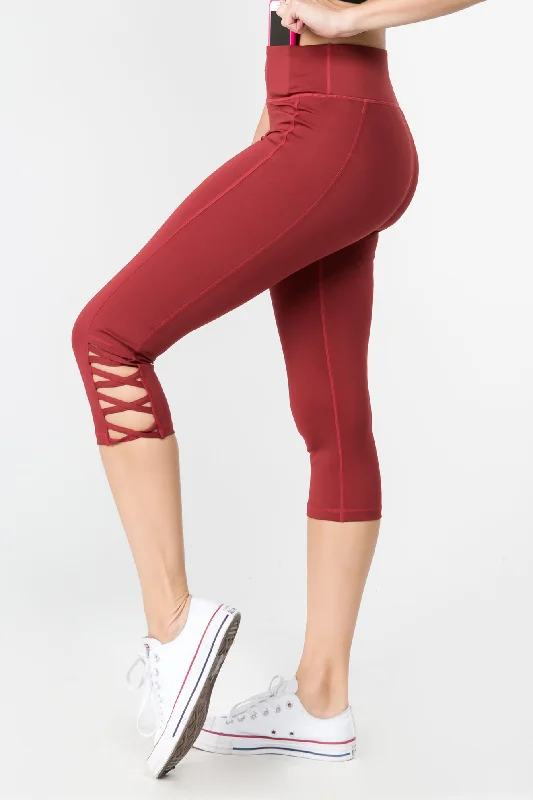 Lattice Capri Workout Leggings Confident Women's High - fashion