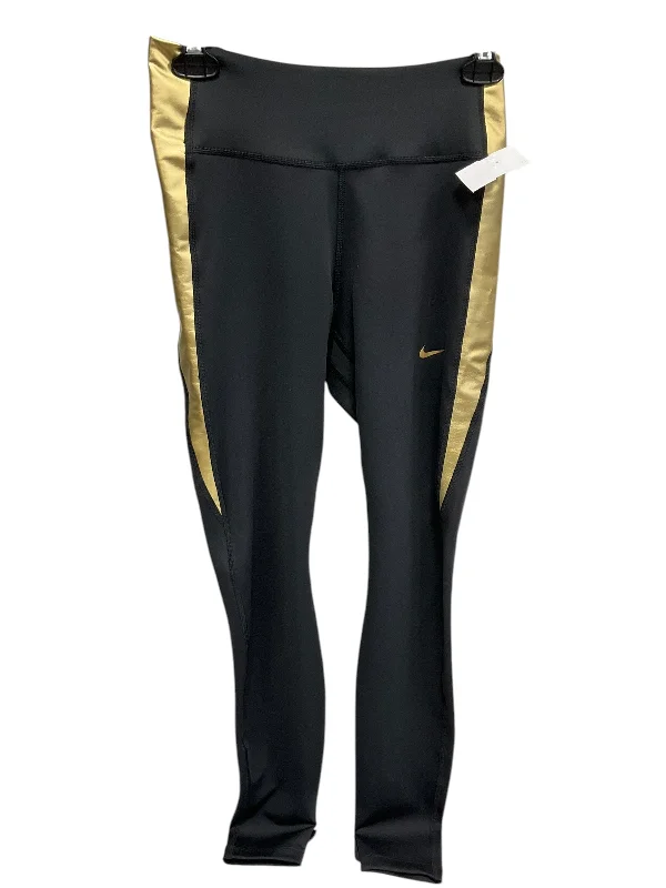 Athletic Leggings By Nike Apparel In Black & Gold, Size: M Cool Women's Distressed