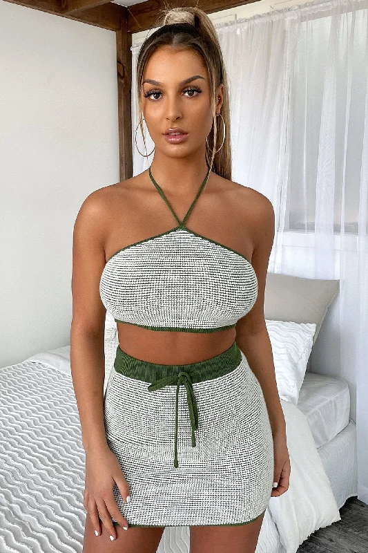 Ava Knit Crop - Green Sporty Women's Athleisure 