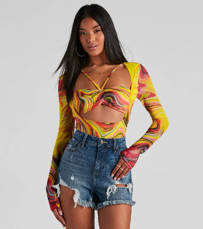 Bring The Trendy Vibes Mesh Bodysuit Monochromatic Office Style