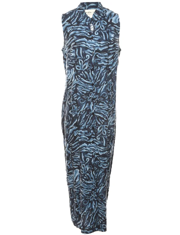 Navy Patterned Dress - XL Sporty Women's Athleisure 