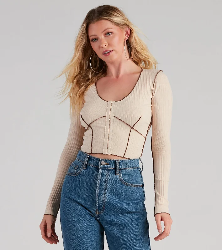 Drawn In Ribbed Knit Top French