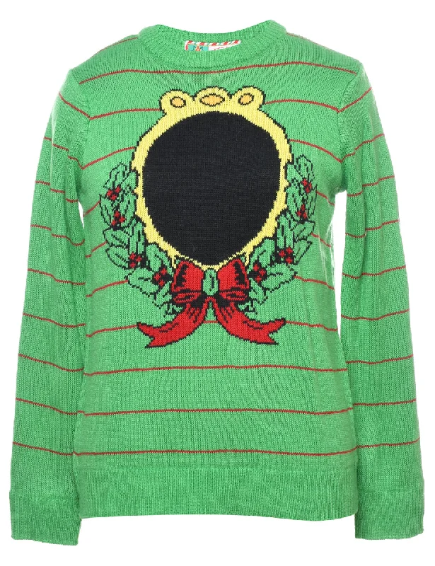 Festive Season Christmas Jumper - M Cozy Women's Sherpa - lined