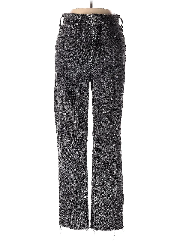 High-Rise Straight-leg Jeans in Dark Wash Streetwear Style for 