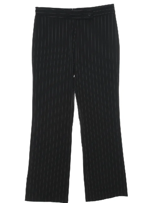 Black Striped Trousers - W30 L28 Stylish Women's Tropical 