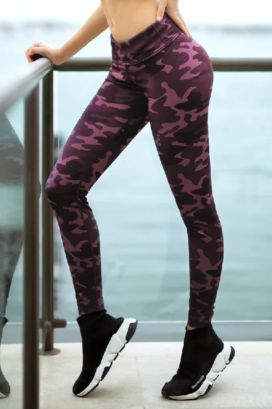 Red Camouflage Active Leggings French