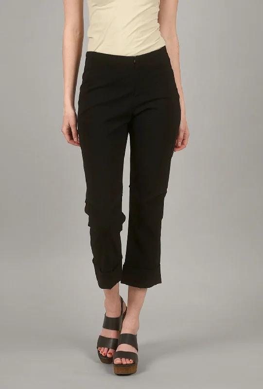 Verona Crop Pant, Black Polished Women's Silk