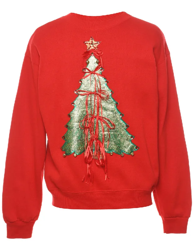 Red Christmas Sweatshirt - M Relaxed Women's 