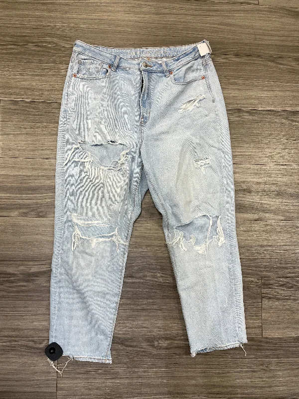 Jeans Boyfriend By American Eagle In Blue, Size: 12 Geometric
