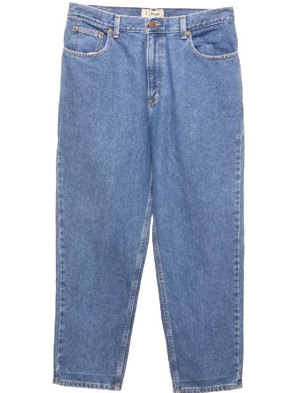 L.L. Bean Medium Wash Tapered Jeans - W32 L28 Dynamic Women's High - energy