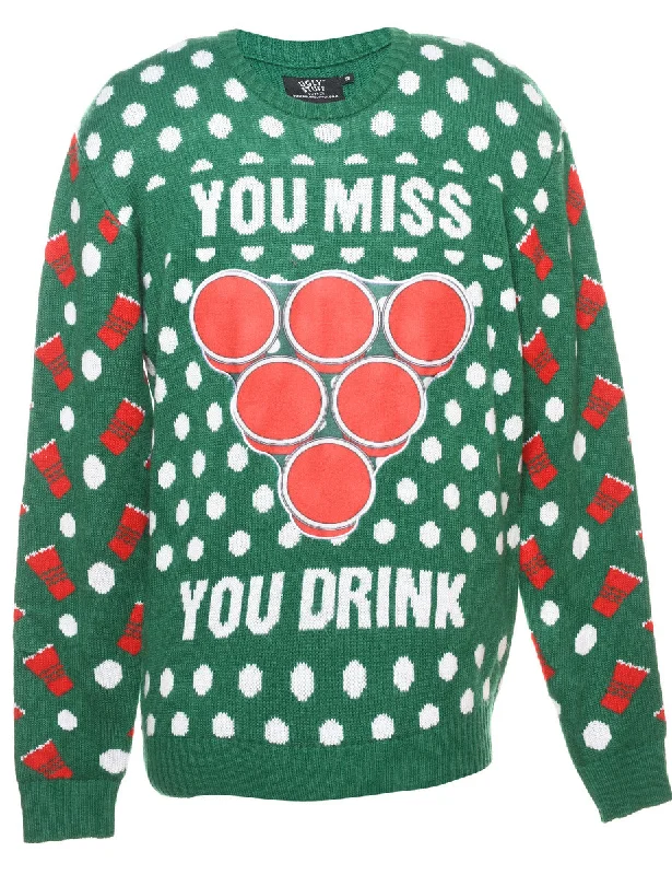 Green Christmas Jumper - S Practical Women's Quick - dry