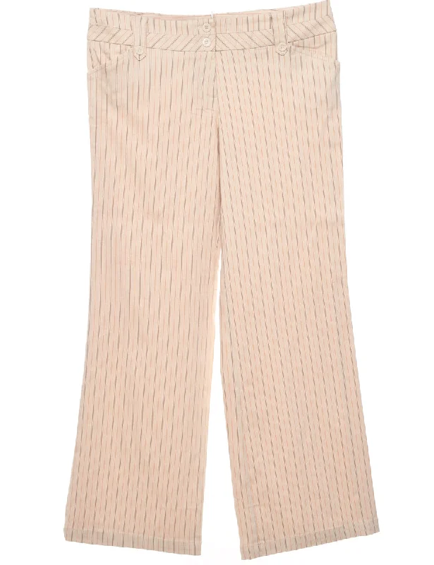 Pink Low Rise Striped Trousers - W34 L31 Dynamic Women's High - energy