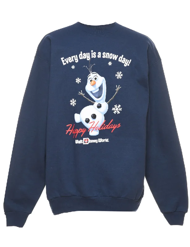 Cartoon Print Christmas Sweatshirt - M Hip Women's Retro