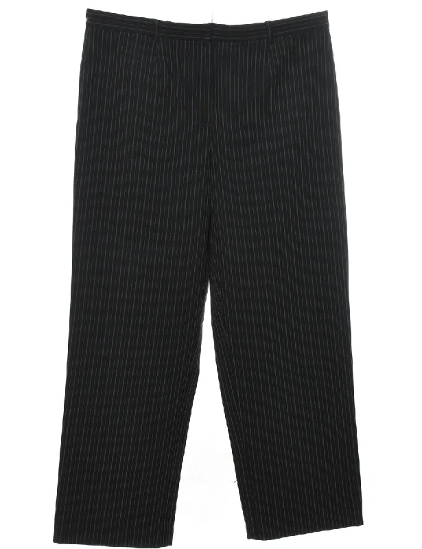Black Striped Trousers - W36 L30 Refined Women's Velvet