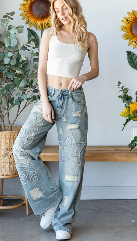 Washed Super Star Denim Pants Sophisticated Women's 