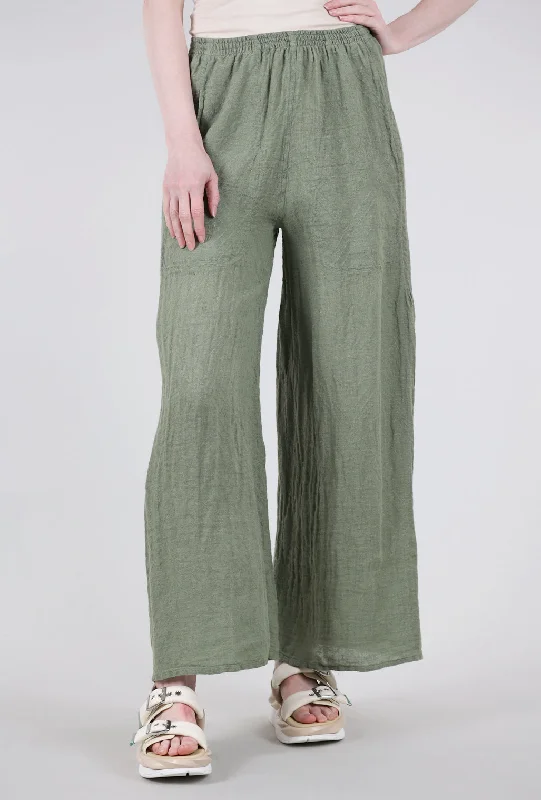Linen Flow Pant, Olive Earthy Women's Hemp - based